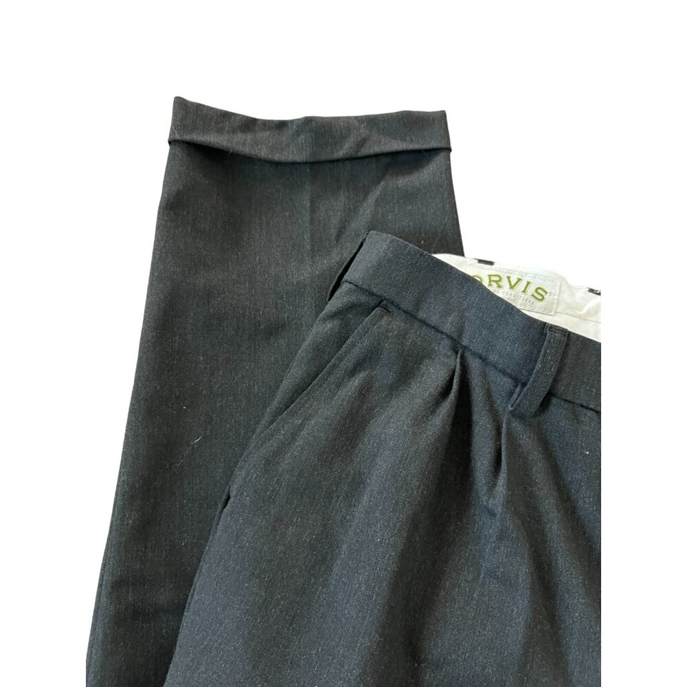Orvis Mens Trouser Ankle Pants Black Size 36 Pleated Rolled Hem Tapered Leg - Picture 5 of 10